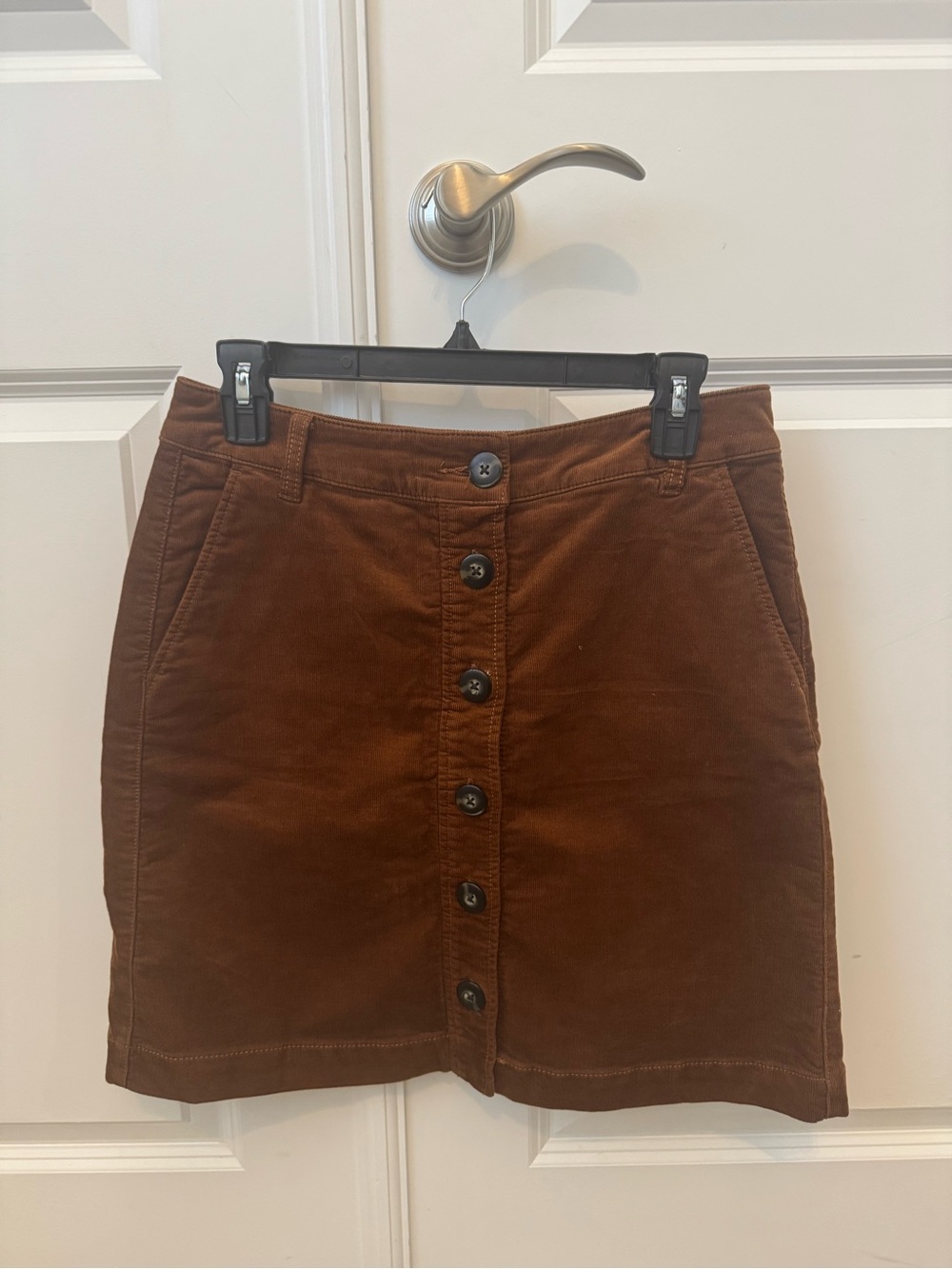 CAbi Brown Button-Front Corduroy Skirt